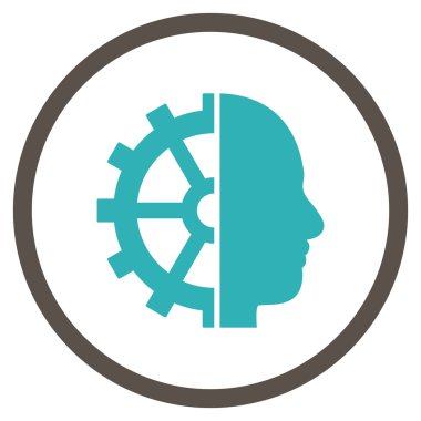 Cyborg vites düz vektör yuvarlak simge