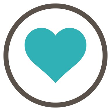 Love Heart Flat Vektör Yuvarlak Simge