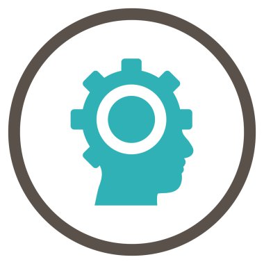 Cyborg vites düz vektör yuvarlak simge