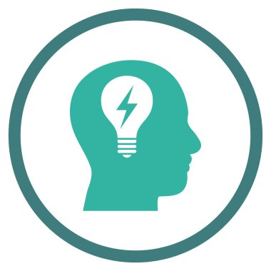 Kafası ampul düz vektör yuvarlak simge