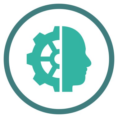 Cyborg vites düz vektör yuvarlak simge