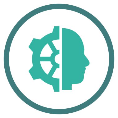 Cyborg vites düz vektör yuvarlak simge