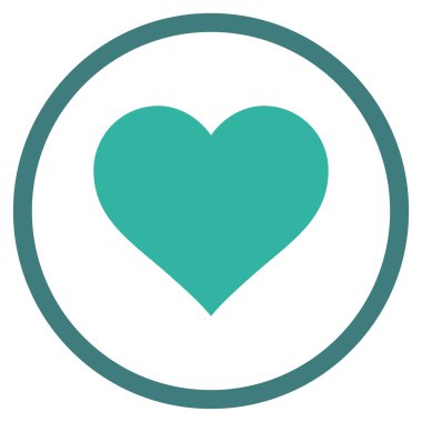 Love Heart Flat Vektör Yuvarlak Simge