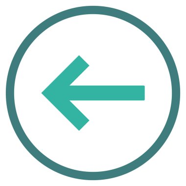 Sol ok düz vektör yuvarlak simgesi