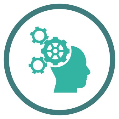 Beyin mekanik vektör yuvarlak simge düz