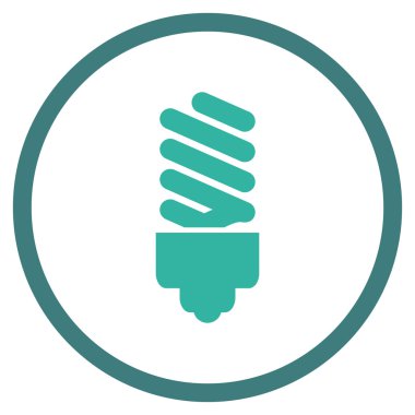 Floresan ampul düz vektör yuvarlak simge