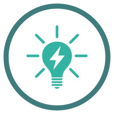 Elektrikli ampul düz vektör yuvarlak simge