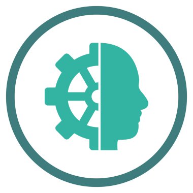 Cyborg vites düz vektör yuvarlak simge