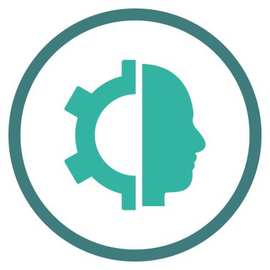 Cyborg vites düz vektör yuvarlak simge