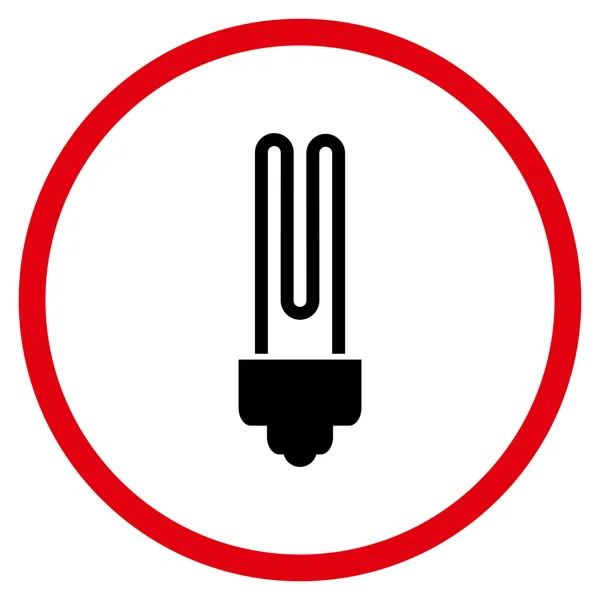 Fluorescent Bulb Flat Vector Rounded Icon — Stock Vector