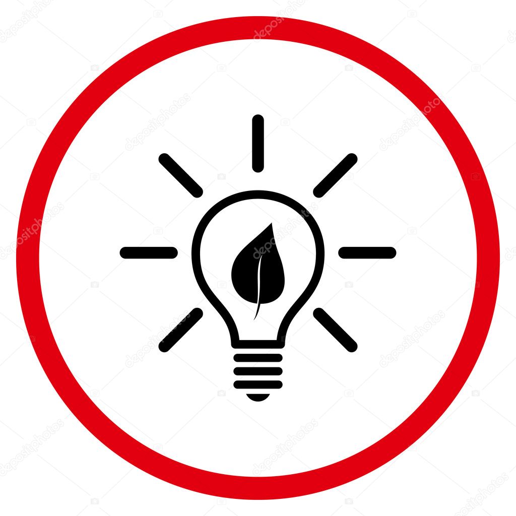 Eco Light Bulb Flat Vector Rounded Icon