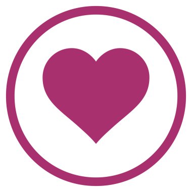 Love Heart Flat Vektör Yuvarlak Simge
