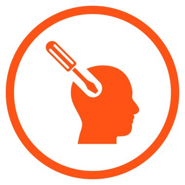 Beyin aracı düz vektör yuvarlak simgesi