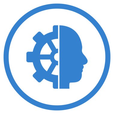 Cyborg vites düz vektör yuvarlak simge