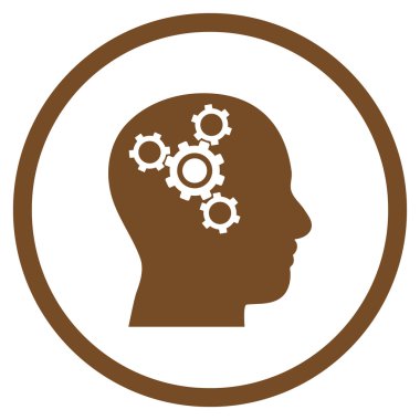 Beyin mekanik vektör yuvarlak simge düz