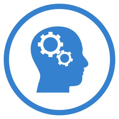 Beyin makine düz vektör yuvarlak simge