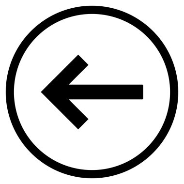 Sol ok düz vektör yuvarlak simgesi