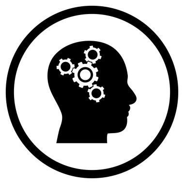 Beyin mekanik vektör yuvarlak simge düz