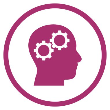 Beyin mekanik vektör yuvarlak simge düz