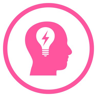 Kafası ampul düz vektör yuvarlak simge