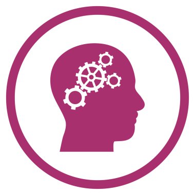 Beyin mekanik vektör yuvarlak simge düz