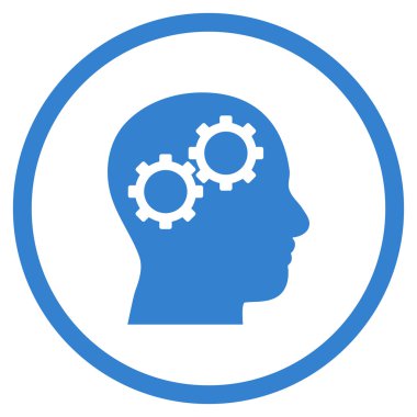 Beyin makine düz vektör yuvarlak simge