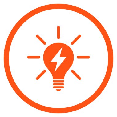 Elektrikli ampul düz vektör yuvarlak simge