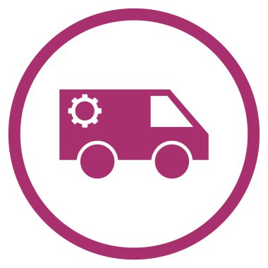 Hizmet araba düz vektör yuvarlak simge