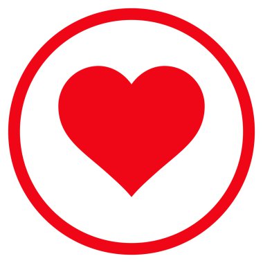 Love Heart Flat Vektör Yuvarlak Simge