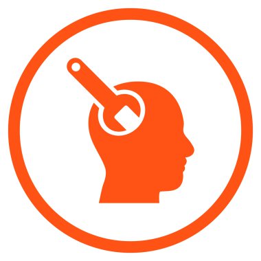 Beyin aracı düz vektör yuvarlak simgesi