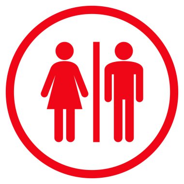 Water Closet Persons Flat Vector Rounded Icon