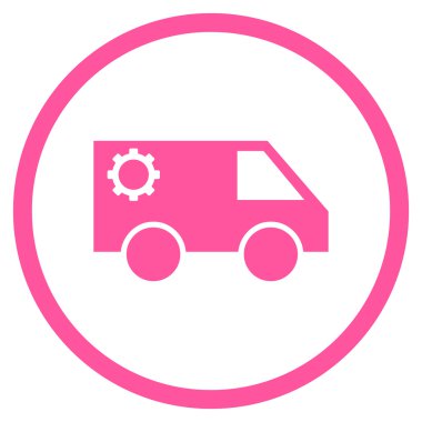 Hizmet araba düz vektör yuvarlak simge