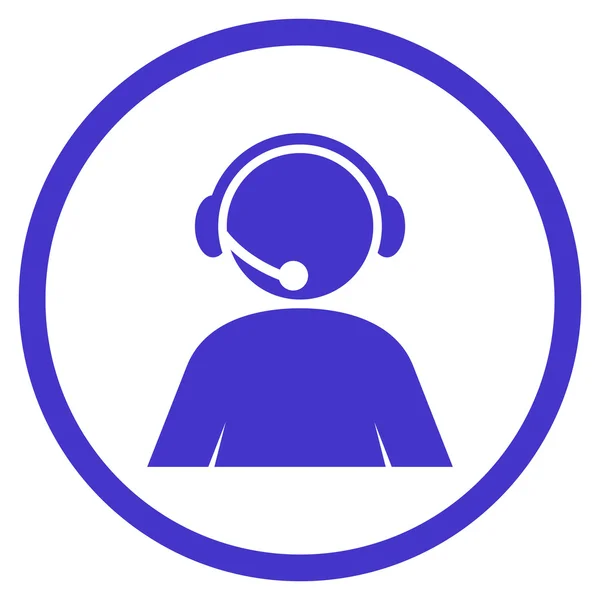 Call Center Operator platte Vector afgeronde pictogram — Stockvector