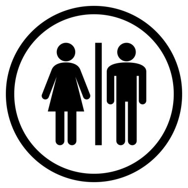 Tuvalet Kişiler Düz Vektör Yuvarlak Simge