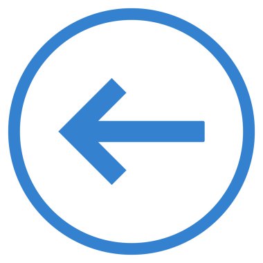 Sol ok düz vektör yuvarlak simgesi