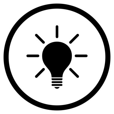 Ampul düz vektör yuvarlak simge