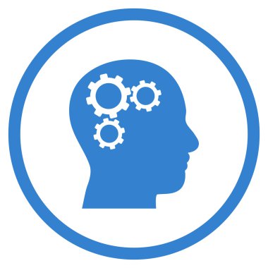 Beyin Cogwheels Düz Vektör Yuvarlak Simge