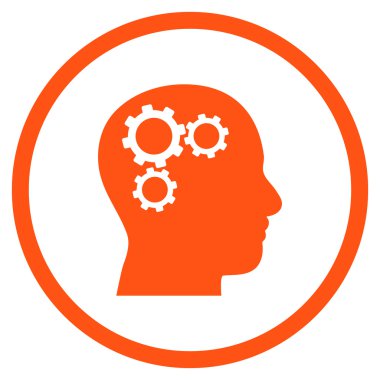 Beyin Cogwheels Düz Vektör Yuvarlak Simge