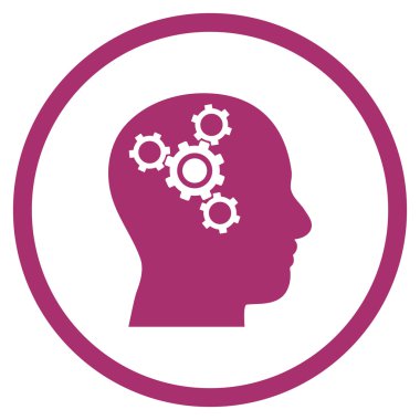 Beyin mekanik vektör yuvarlak simge düz