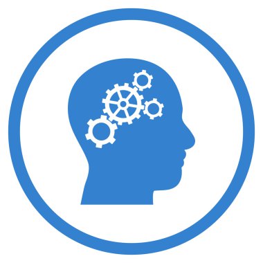 Beyin Cogwheels Düz Vektör Yuvarlak Simge