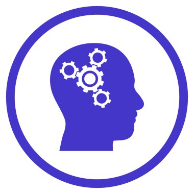 Beyin mekanik vektör yuvarlak simge düz