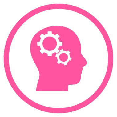 Vektör yuvarlak simge beyin parçaları düz