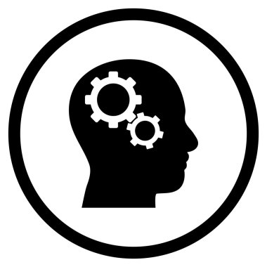 Beyin Mekanizması Düz Vektör Yuvarlak Simge