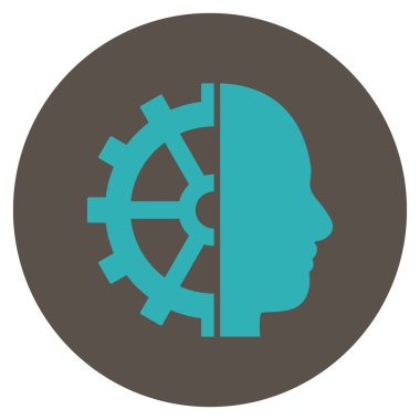 Cyborg vites düz yuvarlak vektör simgesi