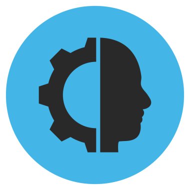 Cyborg vites düz yuvarlak vektör simgesi