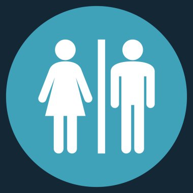 WC kişi düz yuvarlak vektör simgesi