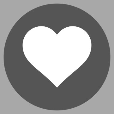 Aşk kalp düz yuvarlak vektör simgesi