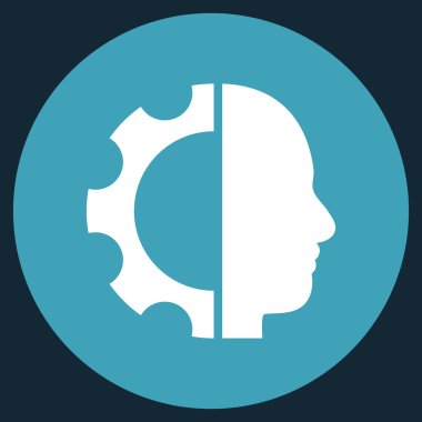 Cyborg vites düz yuvarlak vektör simgesi