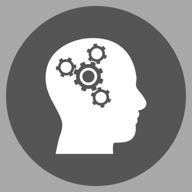 Beyin mekanik düz yuvarlak vektör simgesi