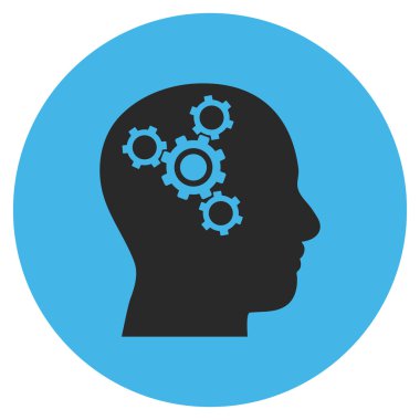 Beyin mekanik düz yuvarlak vektör simgesi